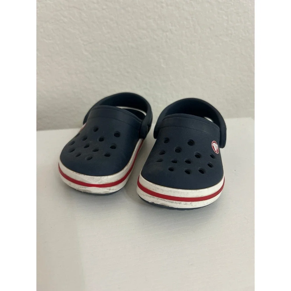 Crocs Sandals Navy Blue Red Stripe Toddler Size 5c